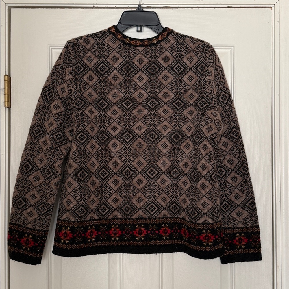 Susan Bristol 100% Wool Fair Isle Southwest Cardigan Sweater M  Clasp Closure - Picture 2 of 5